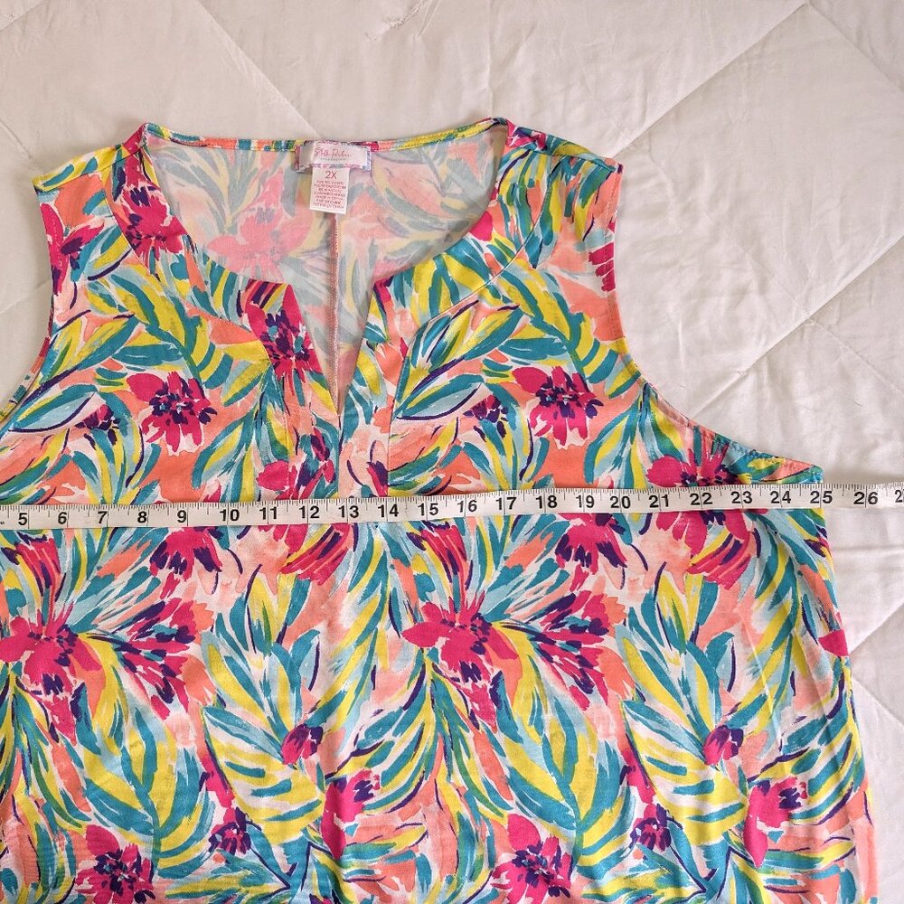 STELLA PARKER Collection Dress 2X Floral Multicolor Sleeveless Travel Pullover - Picture 8 of 9